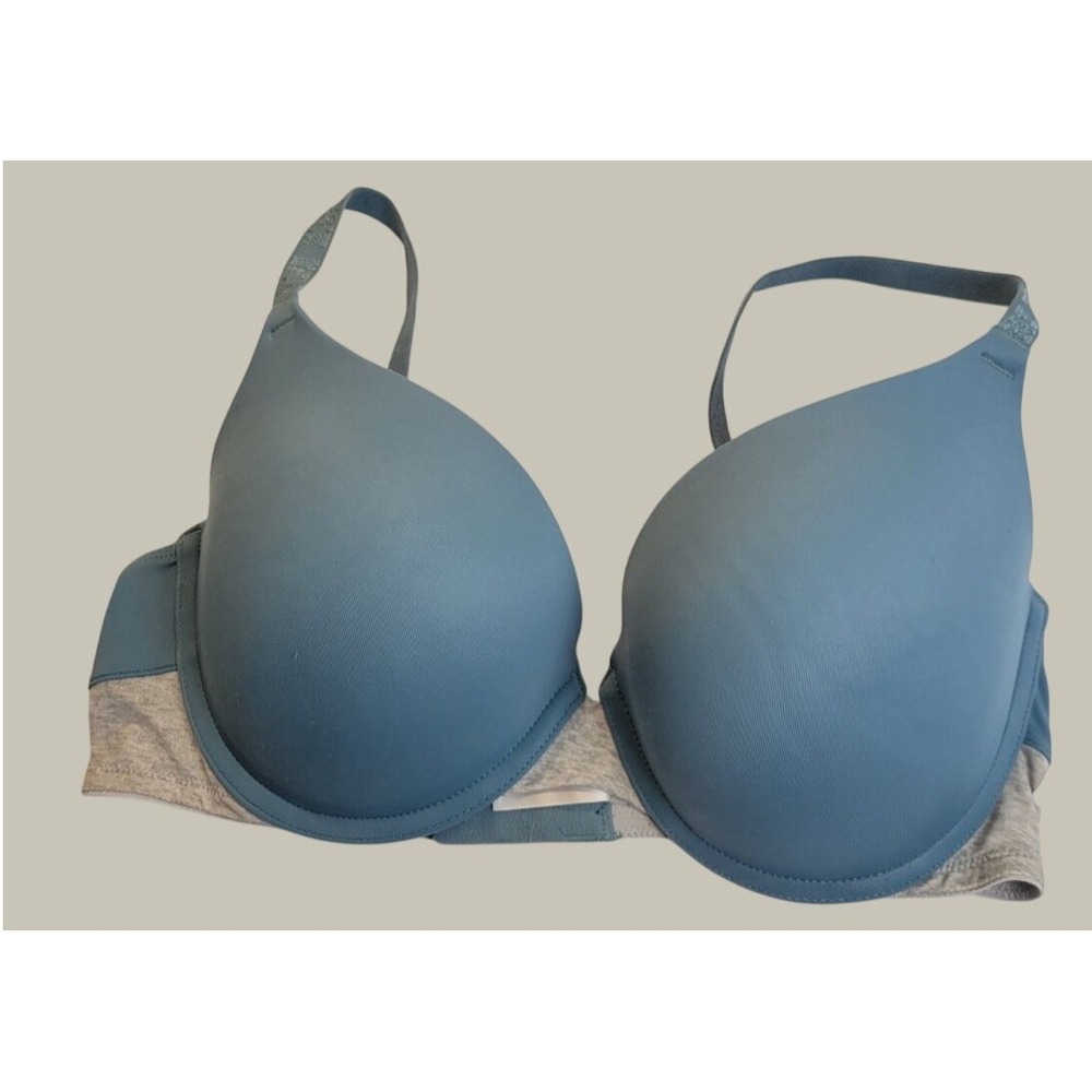 PINK Victoria's Secret Wear Everywhere Push Up Bra Logo Strap Blue Gray 34D